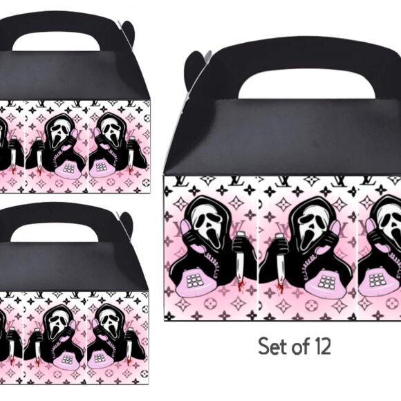 Halloween Ghost Face Gabel Gift Box Set of 12 6.3in h x 3.5in w - Picture 2 of 4